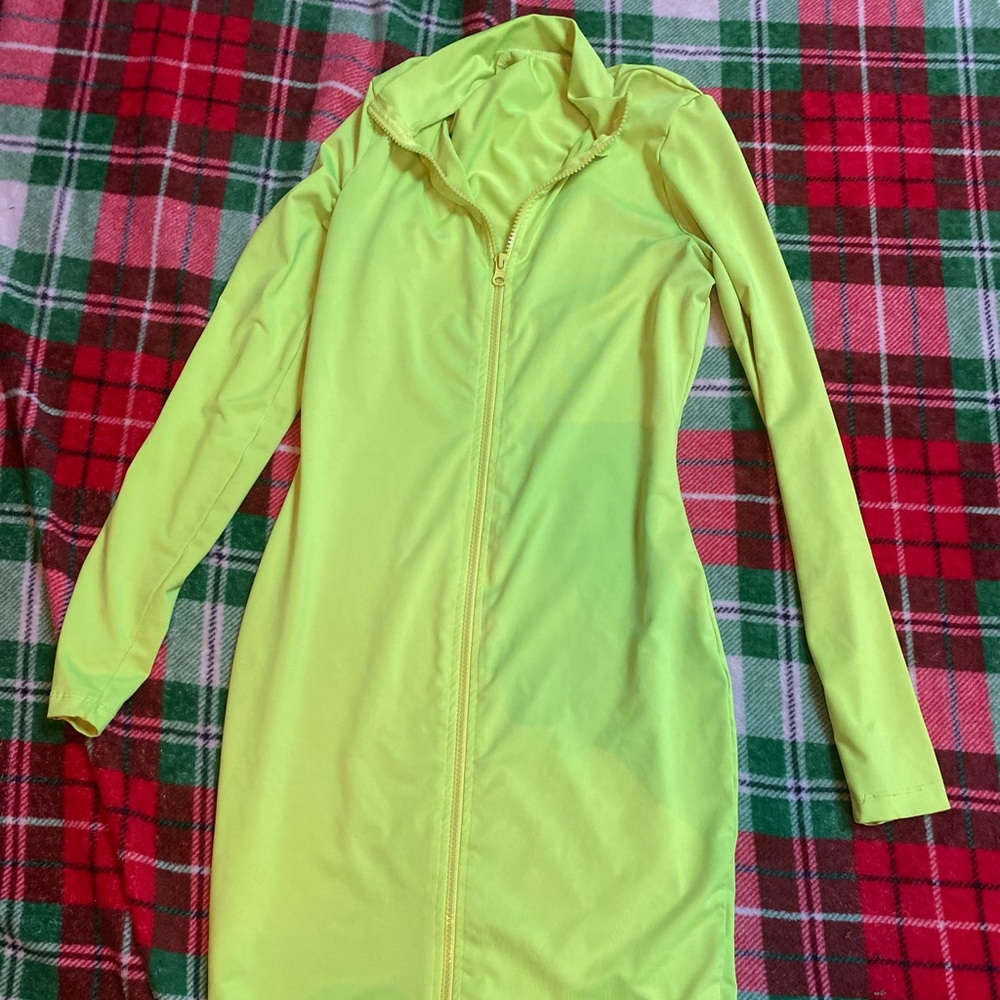 Tight fited lime dress zip up dress